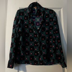 Vintage 1960s Printed Blouse with Pearl Buttons